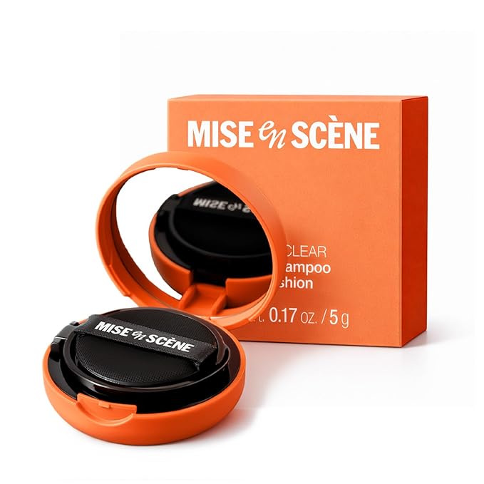 Mise En Scene Tap and Clear - Korean Dry Shampoo Cushion for women | no white cast, no residue | for all hair types & colors | powder puff | non aerosol, non toxic | absorbs oil Travel Size
