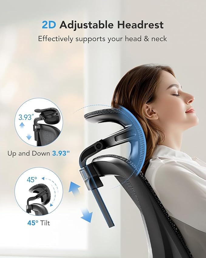 HUANUO Ergonomic Mesh Office Chair with 5-Level Lumbar Support, Computer Gaming Chair with Adjustable Headrest & Armrests, Rocking Tilt, Comfortable High Back Desk Chair for Home Office,6 Pack