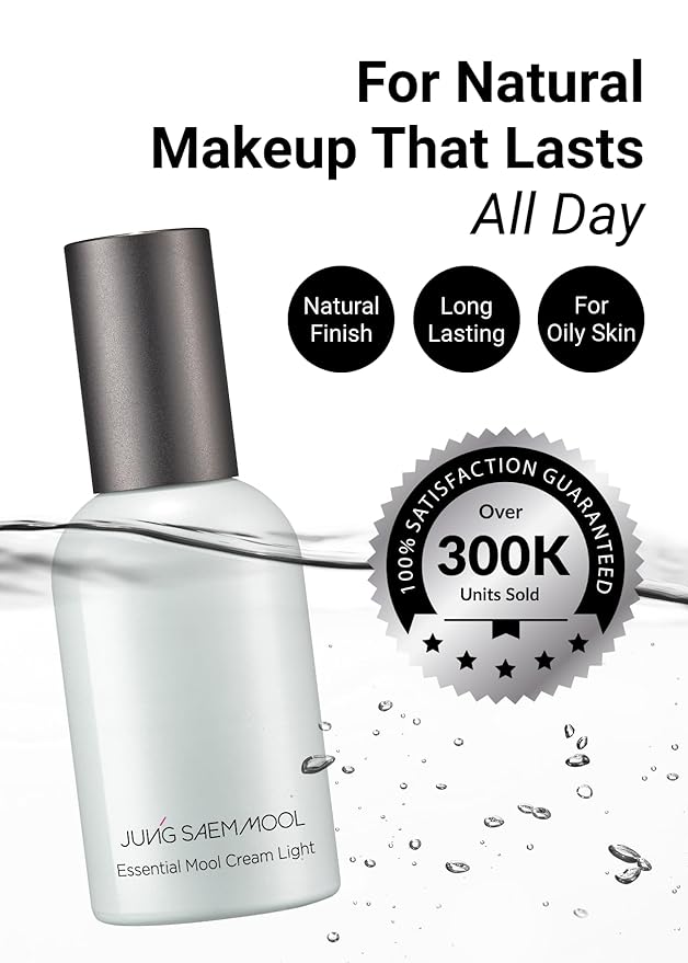 JUNG SAEM MOOL Essential Mool Cream | Hydrating Primer for a Long-Lasting Foundation Makeup, Glow Finish, Centella and Panthenol for Glass Skin, Korean Skincare (Light, 1.7 Fl Oz)