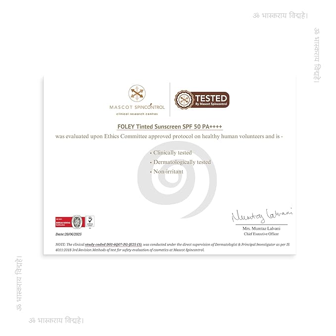 Foley Tinted Sunscreen SPF 50 PA++++ | Matte, Lightweight, No White Cast | Daily Sunscreen for Indian Skin with Niacinamide | 30ml