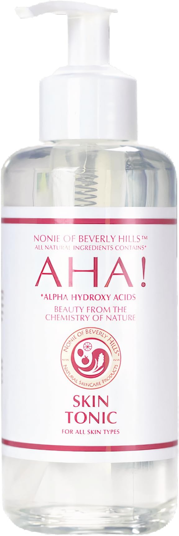 Nonie of Beverly Hills AHA Skin Tonic – All-Natural & Gentle Exfoliating Toner – 100% Vegan & Organic – with Apple Cider Vinegar, Grapefruit Seed Extract & Citrus Blend – Made in The USA