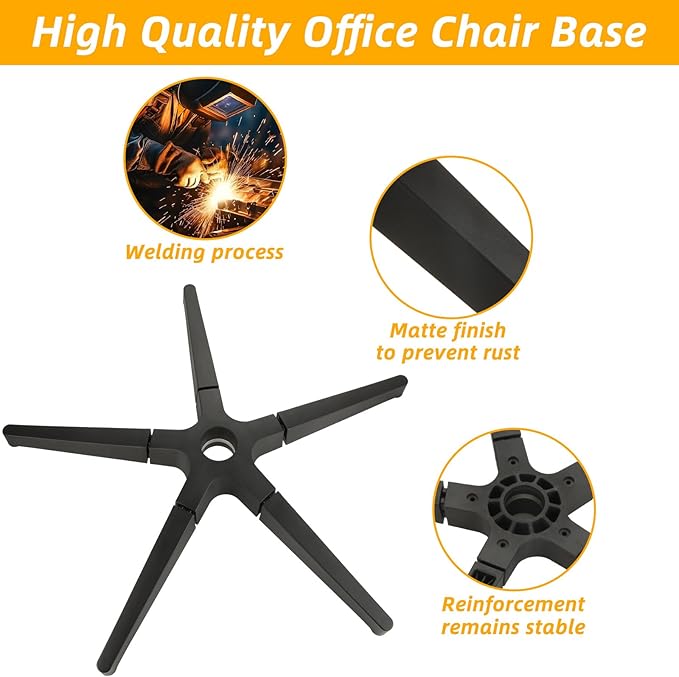 Office Chair Base Replacement Parts Heavy Duty 2500 Lbs, 28 Inch Desk Chair Base Replacement Universal Gas Cylinder and Caster Sockets