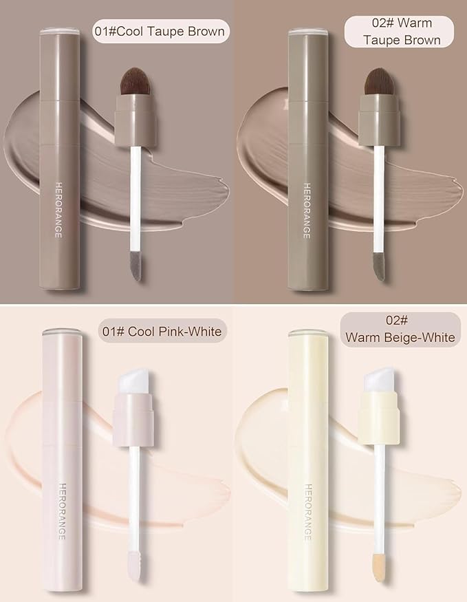 2PCS Cool Toned Liquid Contour & Highlighter Stick for Fair Pale Light Skin, Grey Nose Contour Sitck, Cream Face Shaping Makeup Kit Long-Lasting & Matte Finish Vegan & Cruelty-Free#01 Cool Toned Set
