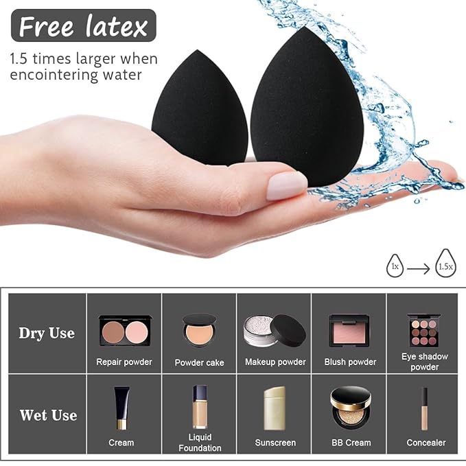 Professional Comfort Makeup Tool Set, 54pcs/set Brush & Today Sponge & Powder Puff & Headband & Brush Cleaning Bowl, Multi-sue Facial Makeup & Cleansing Accessories (black)