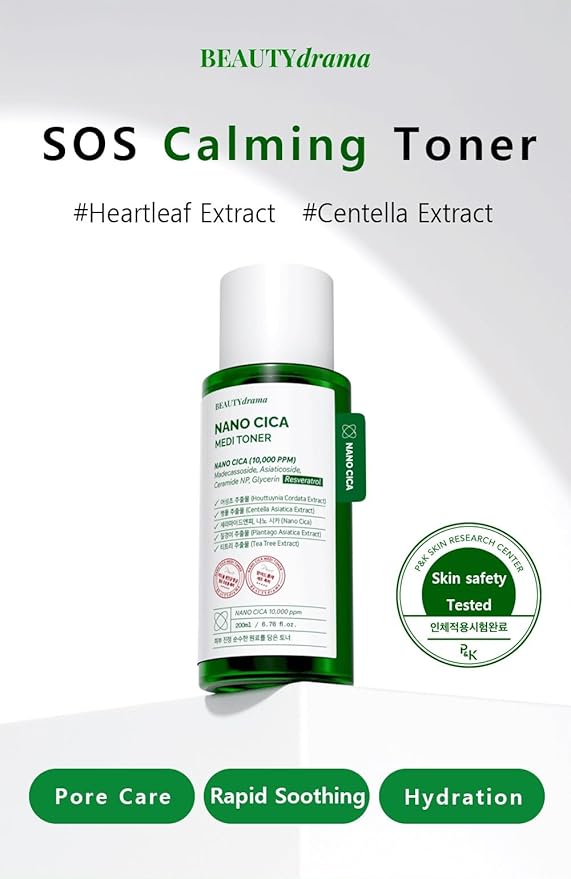 Nano CICA Medi Toner – Calming Facial Toner with Centella Asiatica and Nano-Encapsulated CICA Complex – Hypoallergenic Korean Skincare – 6.76 Fl.oz