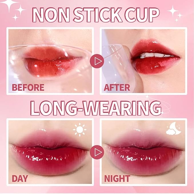 6 Colors Lip Tint Stain Set, Korean Makeup Lip Stain Moisturizing Mini Liquid Lipstick, Multi-use Lip and Cheek Tint, Long lasting Non-Stick Cup Waterproof, Cute Stuff, Lip Color Makeup
