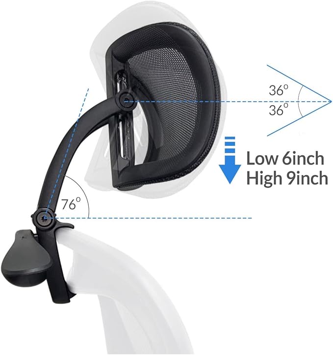 Headrest Attachment Compatible with Herman Miller Aeron Fully Adjustable Height & Tilt, Removable Coat Hanger Available Color for Classic.