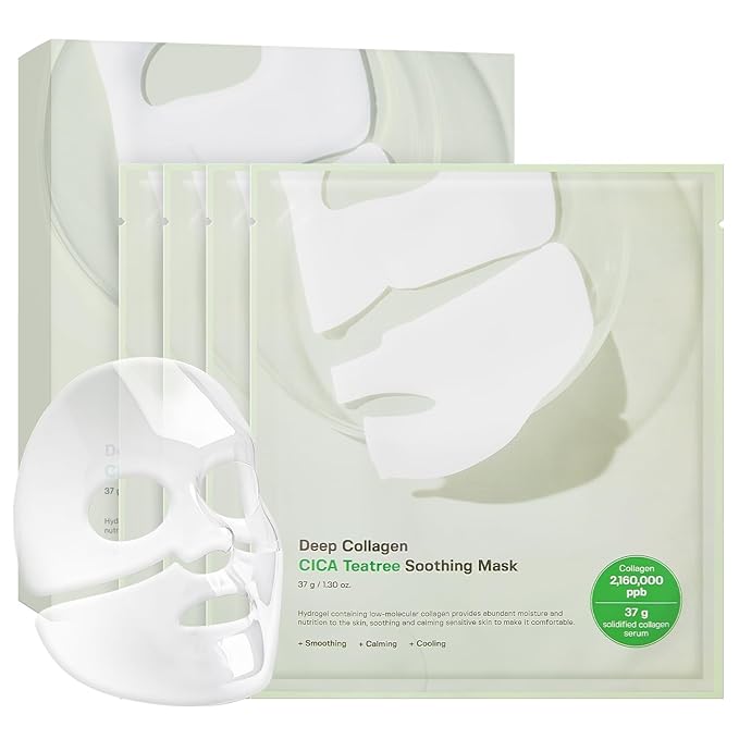 SUNGBOON EDITOR Deep Collagen CICA Tea Tree Overnight Mask | Acne Mask for Redness & Soothing | 2,160,000PPB Collagen + Tea Tree + Centella | Korean Skincare, 4ea | Gifts for Women