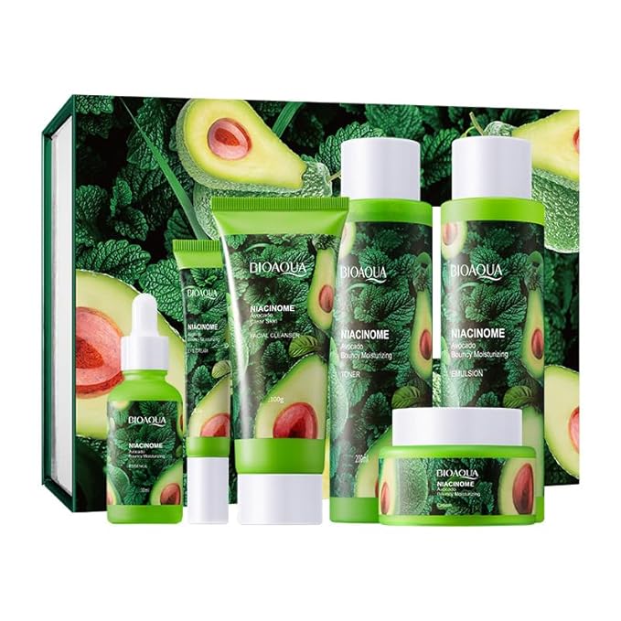 Avocado Skincare 6pcs Set – Purifying Cleansing Balm, Moisturizing Toner, Eye Cream, Essence, and Essence Cream – Hydrating & Nourishing Facial Care for Smooth, Radiant Skin Holiday Gift Box