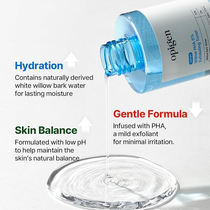 Low pH Willow PHA 5% Exfoliating Toner, Gentle Daily Toner for Brightening, Smoothing, and Clearer-Looking Skin, 7.1 Fl Oz Korean Skin Care
