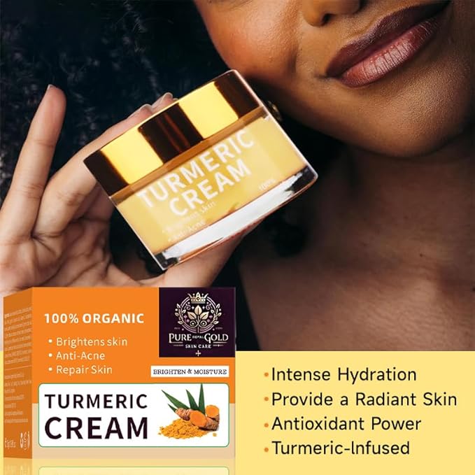 Organic Turmeric Cream, Brightening and Anti-Acne Facial Moisturizer, Skin Repair Treatment