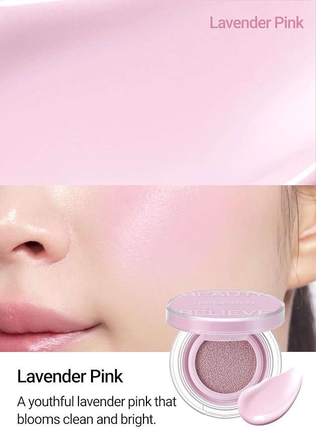 JUNG SAEM MOOL Artist Cushion Blush | Easy to Blend with Puff, Buildable Liquid Blush for Cheeks with a Natural & Dewy Finish, Korean Makeup (Dewy | Lavender Pink)