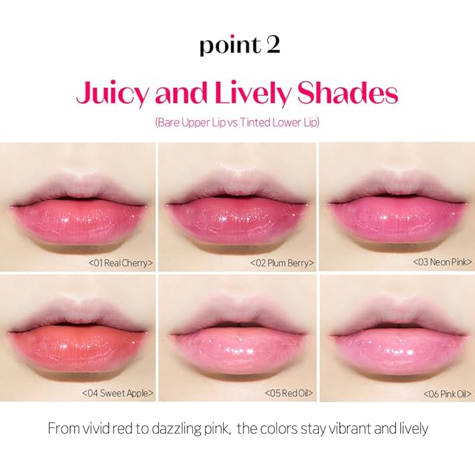ETUDE Dear Darling Oil Tint #2 Plum Berry (0.14 fl.oz) | High Moisturizing and Strong Hydrating Lip Oil/Lip Gloss | Smooth and Moist Lips | Non-Sticky Lip Oil Tint For Dry Lips | K-beauty