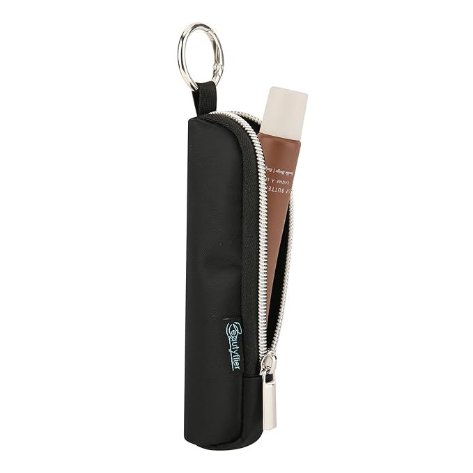 Beautyflier Tinted Lip Butter Balm Keychain Holder Compatible with Summer Fridays 0.5 Oz Lip Balm, Attachment for Summer Fridays, Shine Lip Gloss Portable Holder (Black)