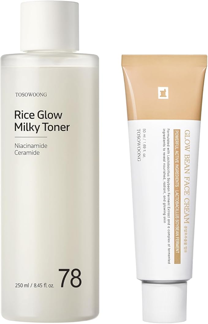 Nourishing Glow Duo: TOSOWOONG Rice Water Toner & Fermented Soybean Cream for Hydrated, Revitalized Skin
