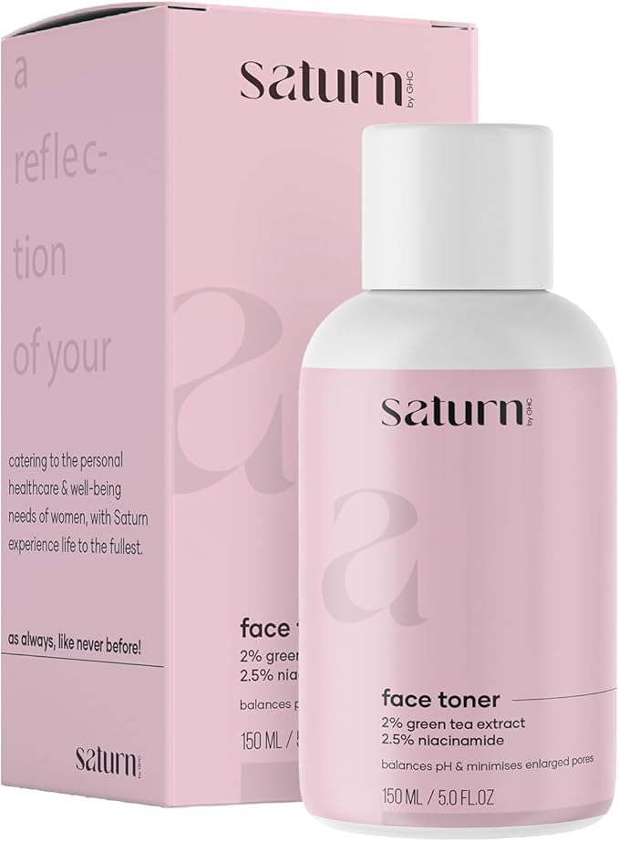Saturn by GHC Face Toner with 2% Green Tea, 2.5% Niacinamide & Hyaluronic Acid for Pore Tightening & Anti-Aging, Suitable for Acne Prone Skin, 150 Ml (Pack of 1)