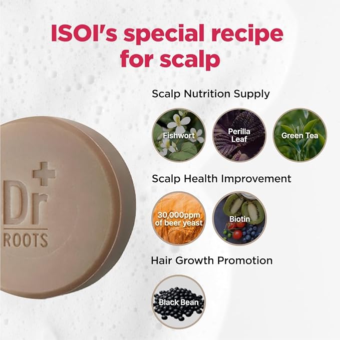 ISOI Dr. Roots Beer-Tin Solid Shampoo Bar, Nourishing & Strengthening Natural Hair Soap Bar Shampoo, with Beer Yeast & Biotin, Plastic-Free Clean Beauty, Korean Hair Care (3.52 oz, 100g)