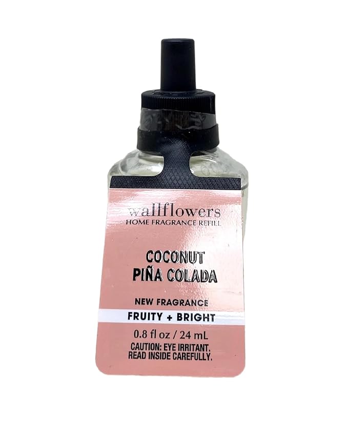 Bath & Body Works Coconut Piña Colada- 4 pack Wallflowers Home Fragrance Refill with a Himalayan Salts Springs Sample Soap.
