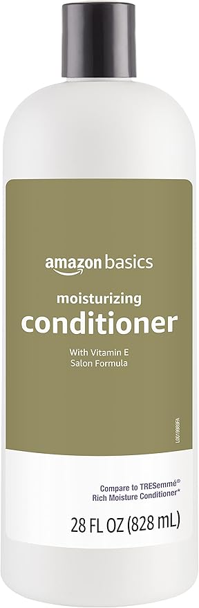 Amazon Basics Moisture Rich Conditioner for Dry and Damaged Hair, Nourishing, Softens, with Vitamin E, 28 Fl Oz (4-Pack)