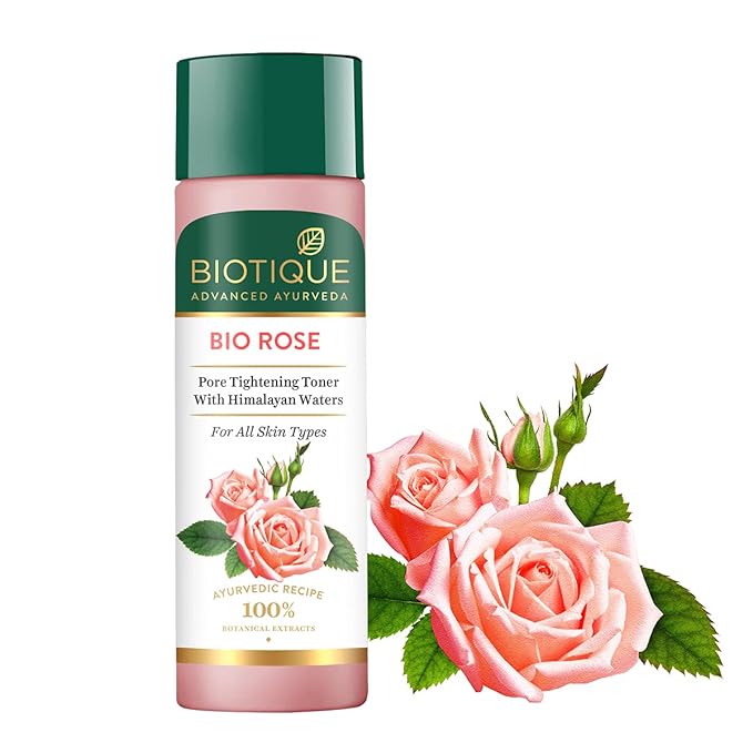 Biotique Pure Rose Water, Rejuvenating Mist For Face and Body Steam Distilled, for all Skin Types Rose Toner, 120ml
