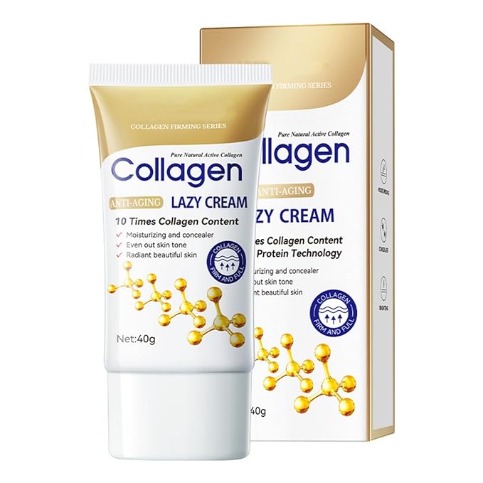 Collagen Tone-Up Cream, Anti-Aging Lazy BB Cream Tinted Moisturizer, Concealer, Makeup Base & Foundation for Women & Girls, Full-Coverage Hide Pores Hydrating No-Makeup Finish
