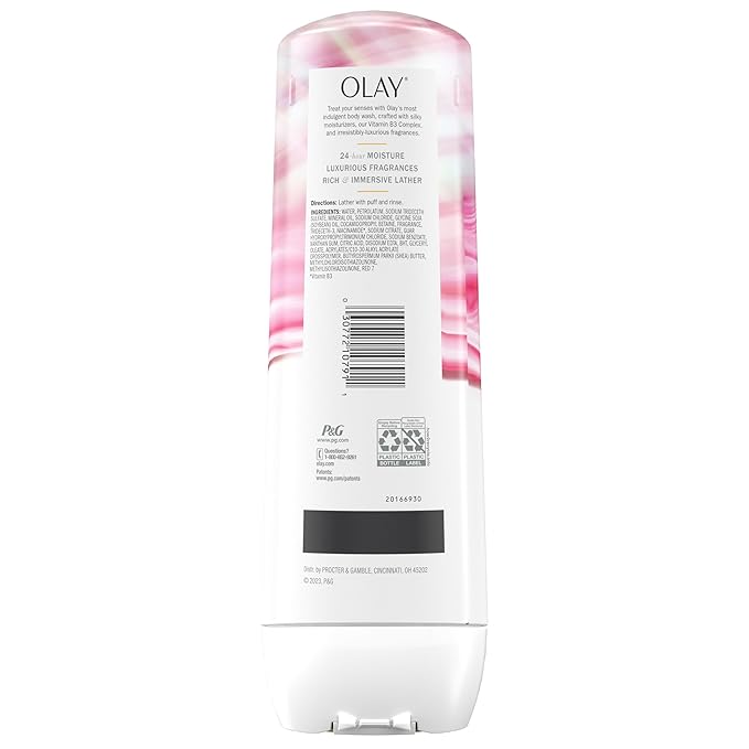 Olay Body Wash for Women,Indulgent Moisture,24hr Moisturizing & Nourishing Formula,Infused with Vitamin B3 Complex,Luxurious Fragrances,Rose & Cherry Creme Scent,20 fl oz,(Pack of 2)