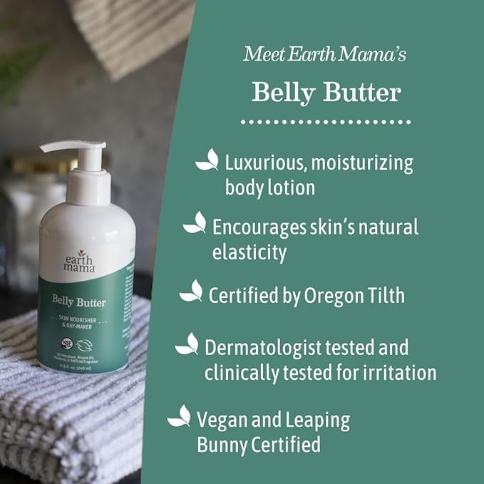 Earth Mama Belly Butter & Belly Oil Bundle for Dry, Stretching Skin | Moisturize + Encourage Skin's Natural Elasticity During Pregnancy & Beyond | 8-Fluid Ounce & 4-Fluid Ounce