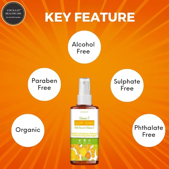 Vitamin C Toner for Face – Vitamin C Glow Sensitive Skin Toner | Facial Toner for Brighter Smoother Skin | Face Toner for Women & Men (3.38Fl oz 100 ml)