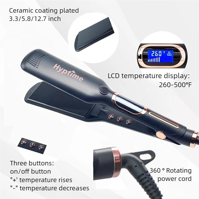 0.4 Inch Titanium Pencil Flat Iron, Small Curling Iron for Short Hair & Pixie Cut, LCD Temp Control 150-500°F, Dual Voltage Fast Heating Styling Tool for Men & Women