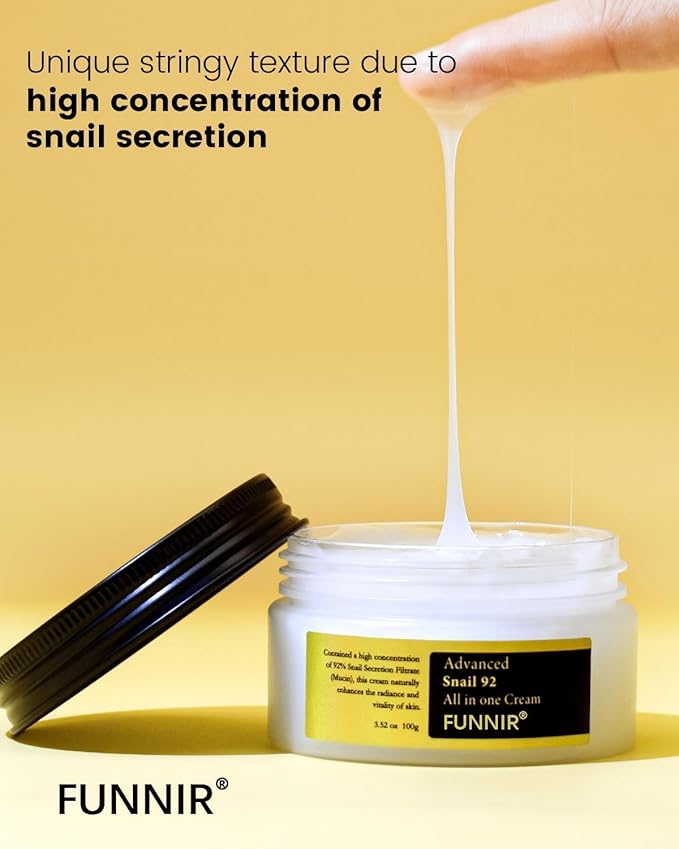 Snail Mucin Moisturizer 92%, Lightweight Moisturing Cream, 100g, Youthful and Radiant Formula, Repair Face Cream for All Skin Types, Skincare Products