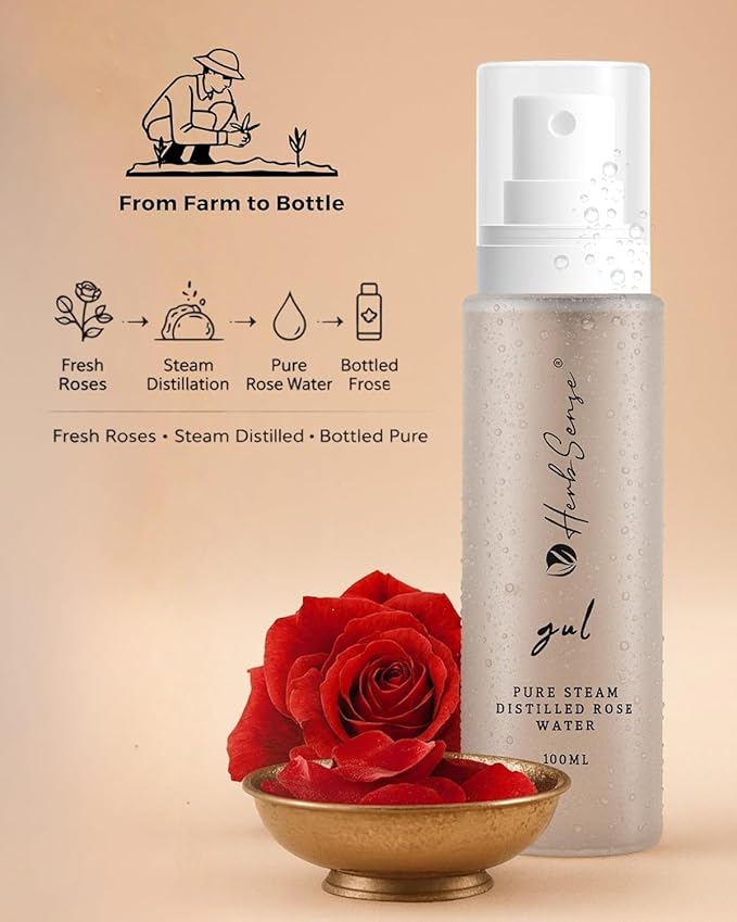 Herb.len.z Gul Pure Steam Distilled Rose Water, 100ml