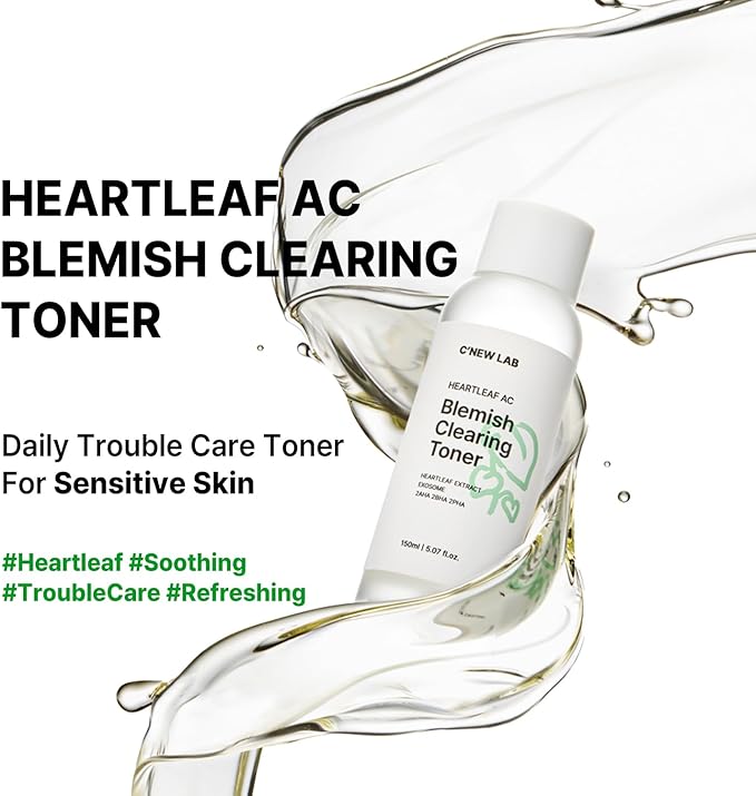 C’New LAB Heartleaf AC Blemish Clearing Toner 150ml (5.07 fl.oz.) | Sebum & Acne Control, Pore Tightening, Skin Balancing Toner | Heartleaf Extract, Heartleaf Exosome, PHA, Korean Facial Toner