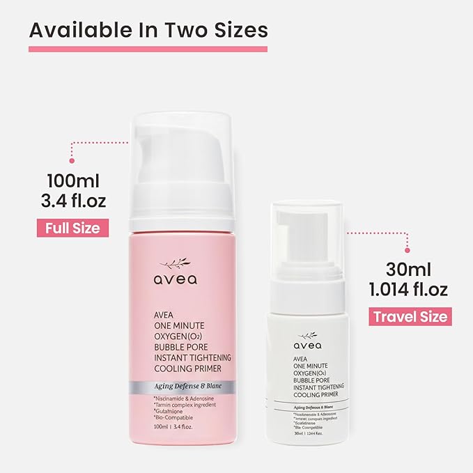AVEA 1 Minute Bubble Primer – Smoothing, Hydrating & Illuminating Makeup Base with Niacinamide & 12 Peptides, K-Beauty Instant Primer for Radiant, Pore-Refined & Glow Skin, 1.014 fl oz / 30ml