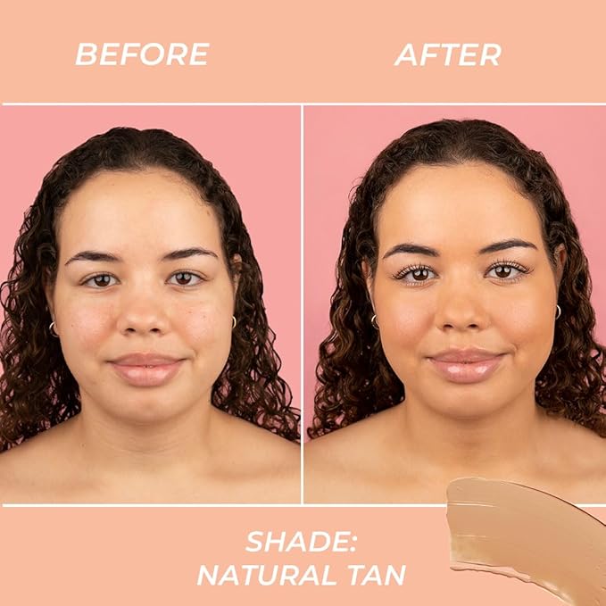 MCoBeauty Miracle BB Cream Natural Tan - Skin Tint Foundation Primer with Hyaluronic Acid Glycerin - Lightweight Dewy Coverage Tinted Moisturizer for Face - Vegan Cruelty Free Makeup, Tone Balancing