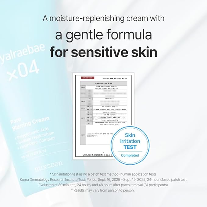 mixsoon Hyalraebae Pore Blurring Cream - Hydrating, Pore Refining & Smooth Texture, Lightweight Face Moisturizer for Makeup Prep 50ml / 1.69 fl.oz. Korean Glass Skin Care