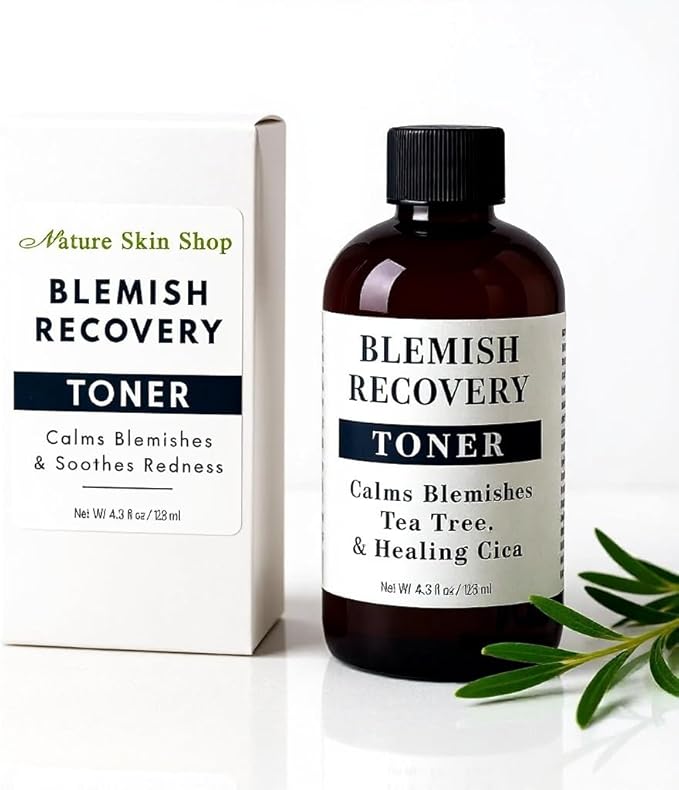 Nature Skin Shop Blemish Recovery Toner with Tea Tree & CICA - 4.5 Ounces - Facial Tonic for Acne Prone, Oily & Sensitive Skin - Calms Redness & Soothes Post-Blemish Irritation - Alcohol-Free