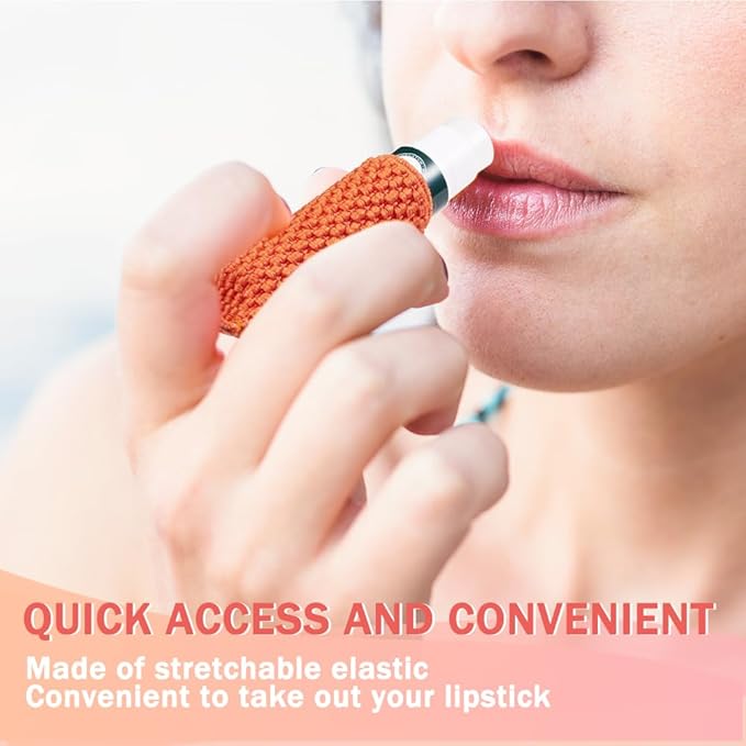 WK IEASON Lip Balm Holder Keychain, Stocking Stuffers for Teen Girls, 4PCS Clip on Lip Gloss Holder Compatible With Chapstick, Burt's Bees Sleeves Holder Key Chains Women Cute Elastic Lipstick Holder