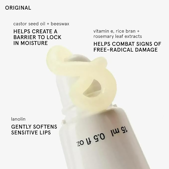 Glossier Balm Dotcom Hydrating Lip Balm - Universal Salve, Up to 12Hr Moisture - Lanolin, Beeswax & Castor Oil for Dry Lips, Cuticles & Skin - Original, Clear Fragrance-Free, 15ml