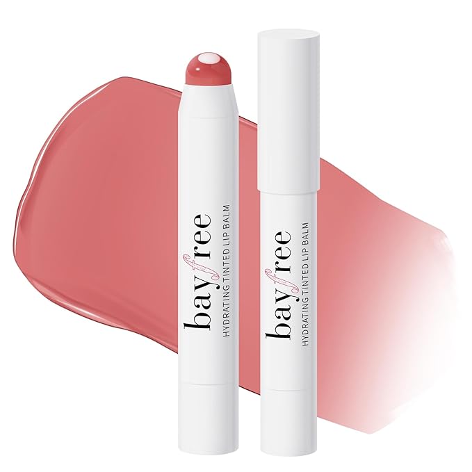 bayfree Tinted Lip Balm Plumper, Glossy, Pump Lips, Lightweight, Moisturize & Tint with Jojoba Seed Oil, Vegan Lipbalm Lip Care, Pink Rose
