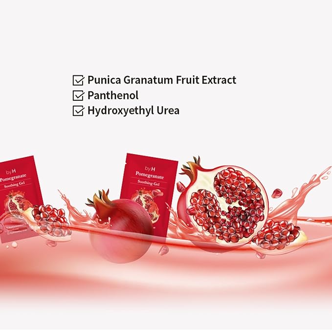 by.H Pomegranate Soothing Gel (30 PCS) - Revitalizing Gel with Natural AHA for Skin Elasticity, Hydration - Antioxidant Effects - Perfect for Wrinkle Prevention, Pure Aloe Vera Alternative