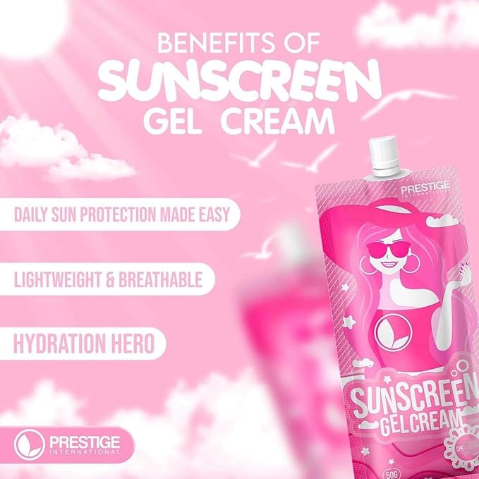 2 Sachets Prestige International 50g Sunscreen Gel-Cream SPF 30