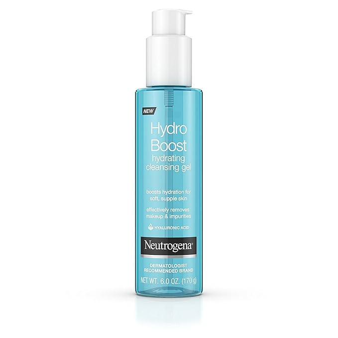 Neutrogena Hydro Boost Lightweight Hydrating Facial Cleansing Gel, Gentle Face Wash & Makeup Remover with Hyaluronic Acid, Hypoallergenic & Non Comedogenic, 6 oz