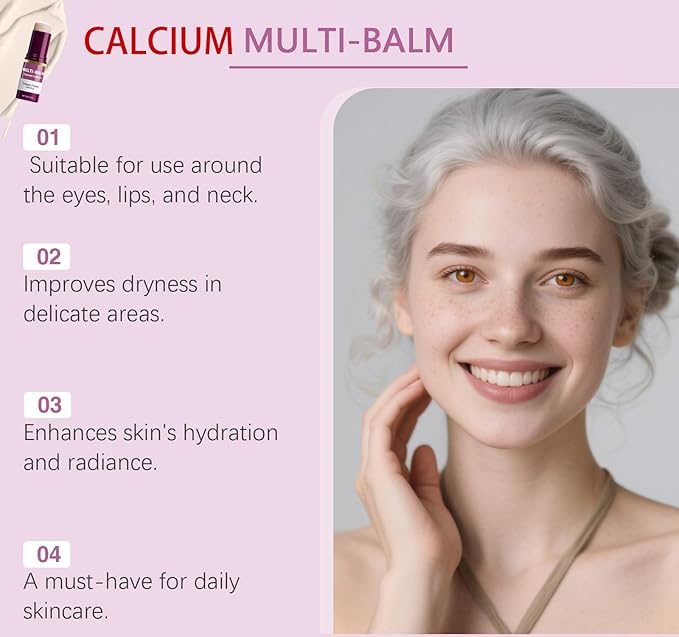 2 Pcs Calcium Multi Balm, Calcium Volume Multi Balm – Korean Collagen Moisturizing Stick for Anti-Aging, Hydrating & Firming Treatment with Vitamin E – Suitable for Eyes, Face, Neck, All Skin Types