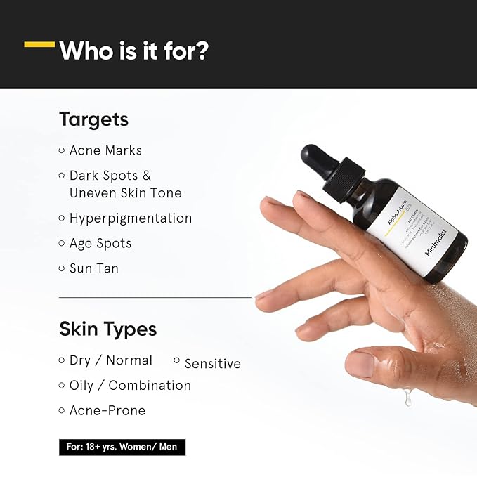 Minimalist Dark Spots Removal Serum with 2% Alpha Arbutin for Hyperpigmentation | Reduces Blemishes, Acne Marks & Tanning with Hyaluronic Acid & Butylresorcinol | For Women & Men | 1FL OZ/30 ml