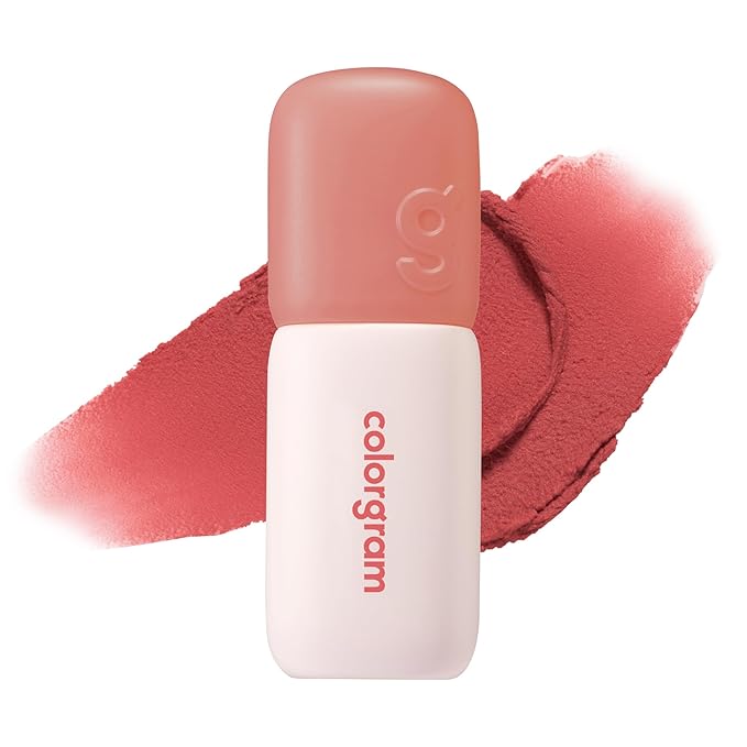 COLORGRAM NUDE BLUR TINT 04 CORAL LIT | K-Beauty Makeup, Soft-Focus Matte Lip Stain, 2-in-1 Lip & Cheek