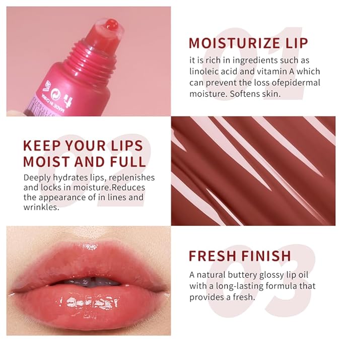 SAM SUGAR Lip Balm with Keychain Hydrating Tinted Lip Gloss, Moisturizing Lip Butter Balm with Natural Shine, Non-Sticky Lip Care for Dry Lips (Berry)