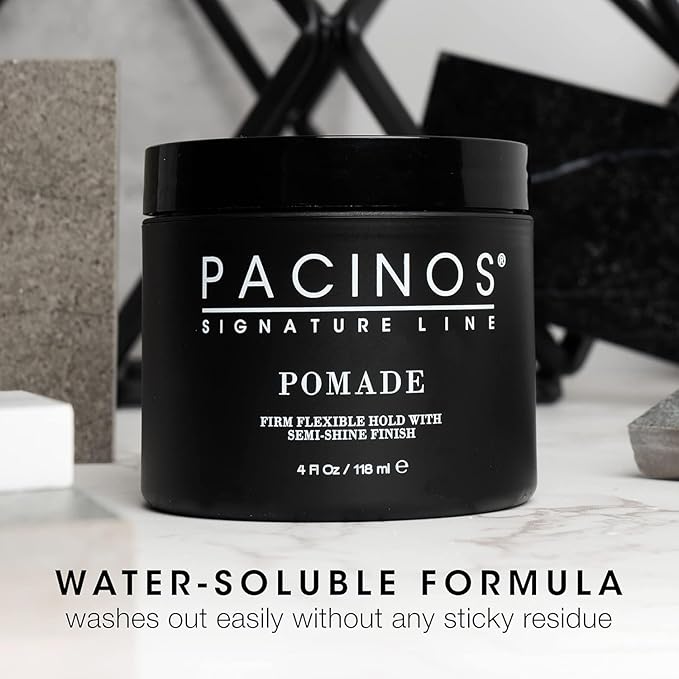 Pacinos Pomade - Flexible Hold, Frizz Control - High Shine Pomade for All Hair Types - 4oz