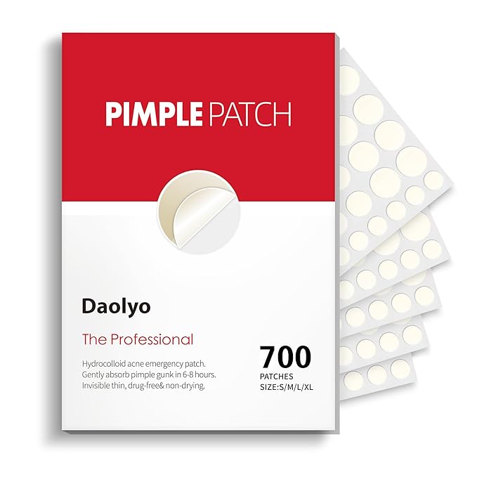 Pimple Patches for Face - 4 Size 700 Counts Acne Patches, Hydrocolloid Patches for Covering Zits and Blemishes, Spot Stickers with Salicylic Acid, Tea Tree Oil & Calendula Oil