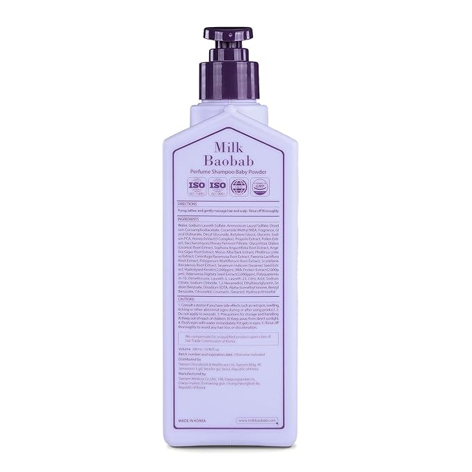 Hydrating Shampoo for Dry Hair, Nourishing Korean Hair Care, Long-Lasting Baby Powder Fragrance, Hydrolyzed Keratin, Paraben-Free, 16.9 fl oz