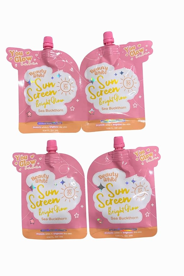 You Glow Babe Beauty White Sunscreen Bright Glow with Sea Buckthorn SPF 50 PA+++ (Double Twin Pack 25g x 4)